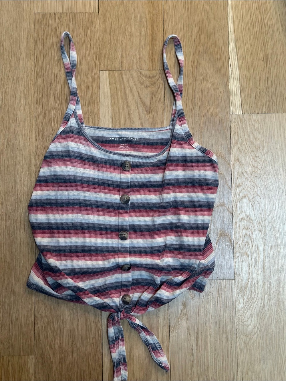 American Eagle Women’s Striped Tie-Hem Tank Top Size Large.